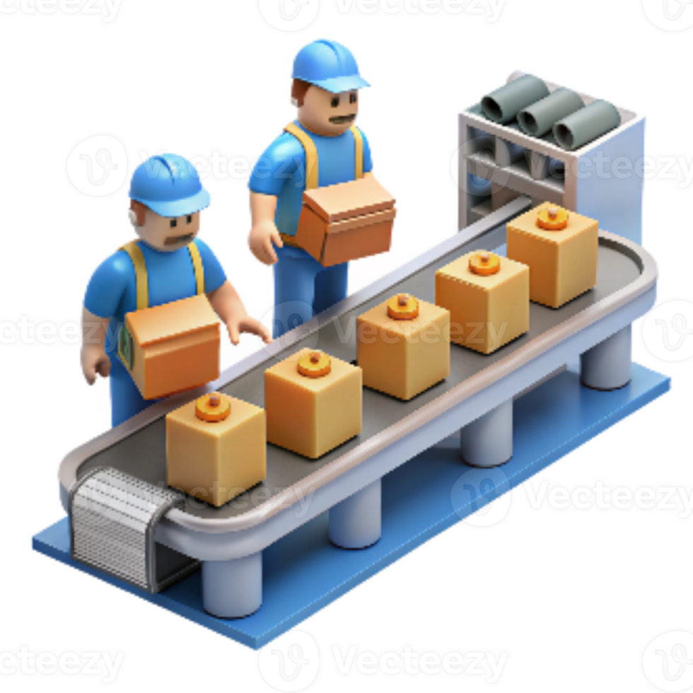 wonderful traditional Assembly Line Workers Busy Scene Isolated high resolution png