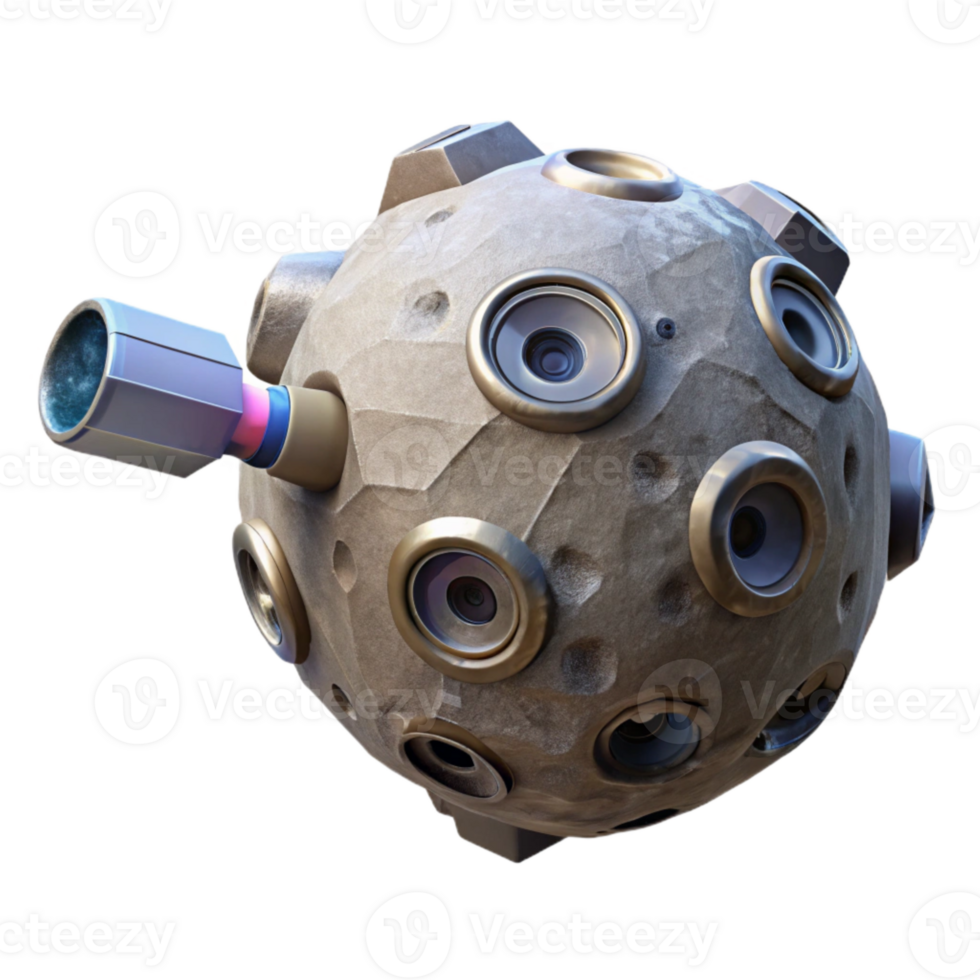beautiful classic Asteroid Mining Spacecraft with Laser Isolated Element original png