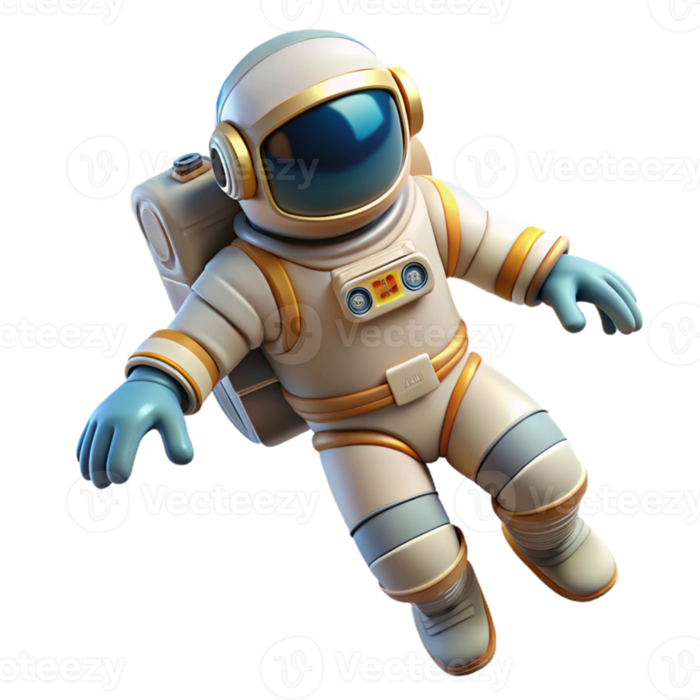 serene contemporary Astronaut in Spacesuit Floating Isolated Element 4K png