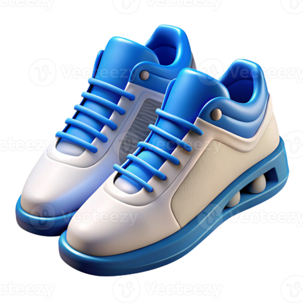 vibrant traditional Athletic Shoes White and Blue Isolated high resolution png