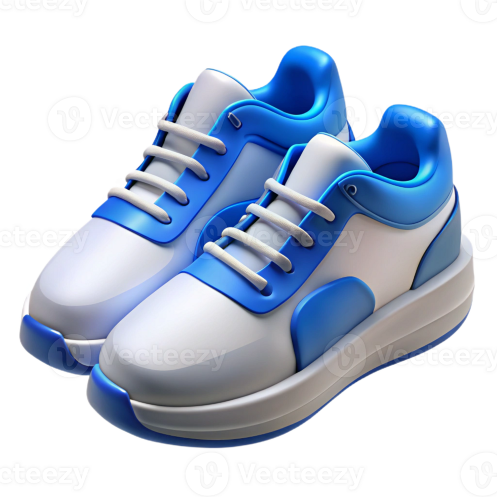 elegant modern Athletic Shoes White and Blue Isolated authentic png