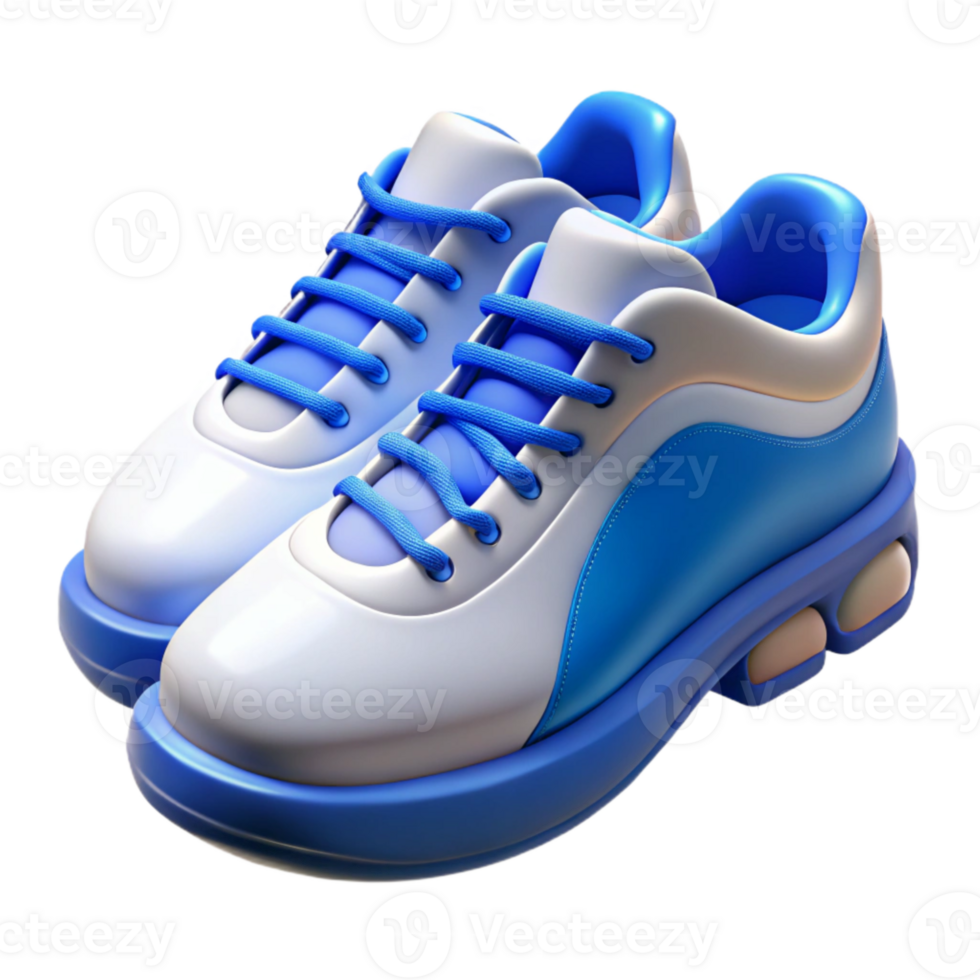 extraordinary minimalist Athletic Shoes White and Blue Isolated 4K png