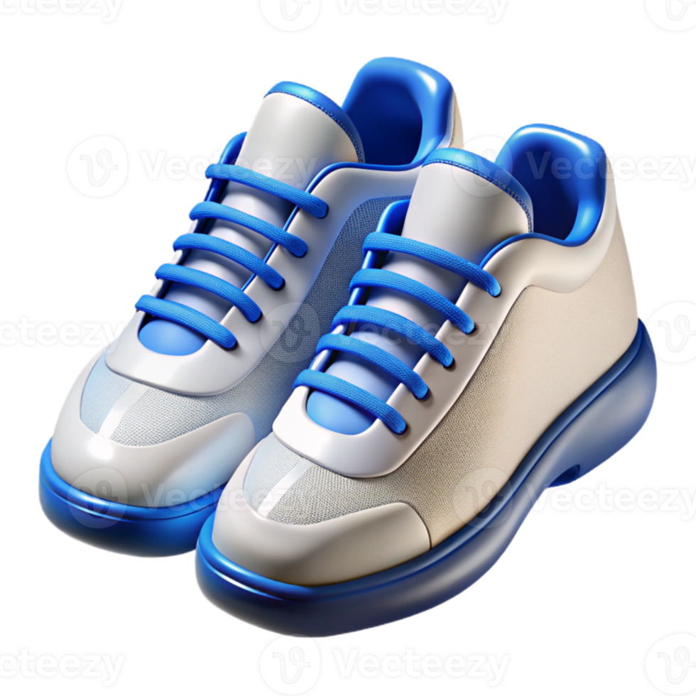 wonderful artistic Athletic Shoes White and Blue Isolated authentic png