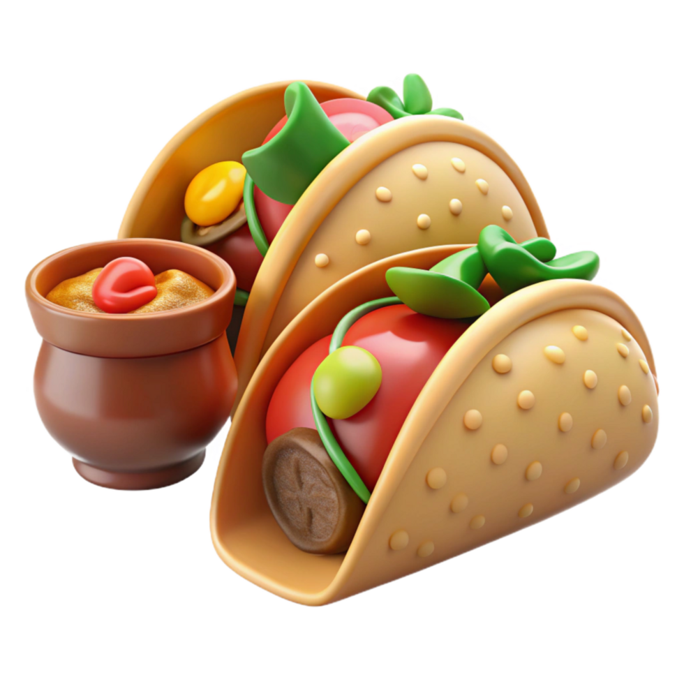impressive modern Authentic Mexican Food Tacos and Salsa Isolated detailed png