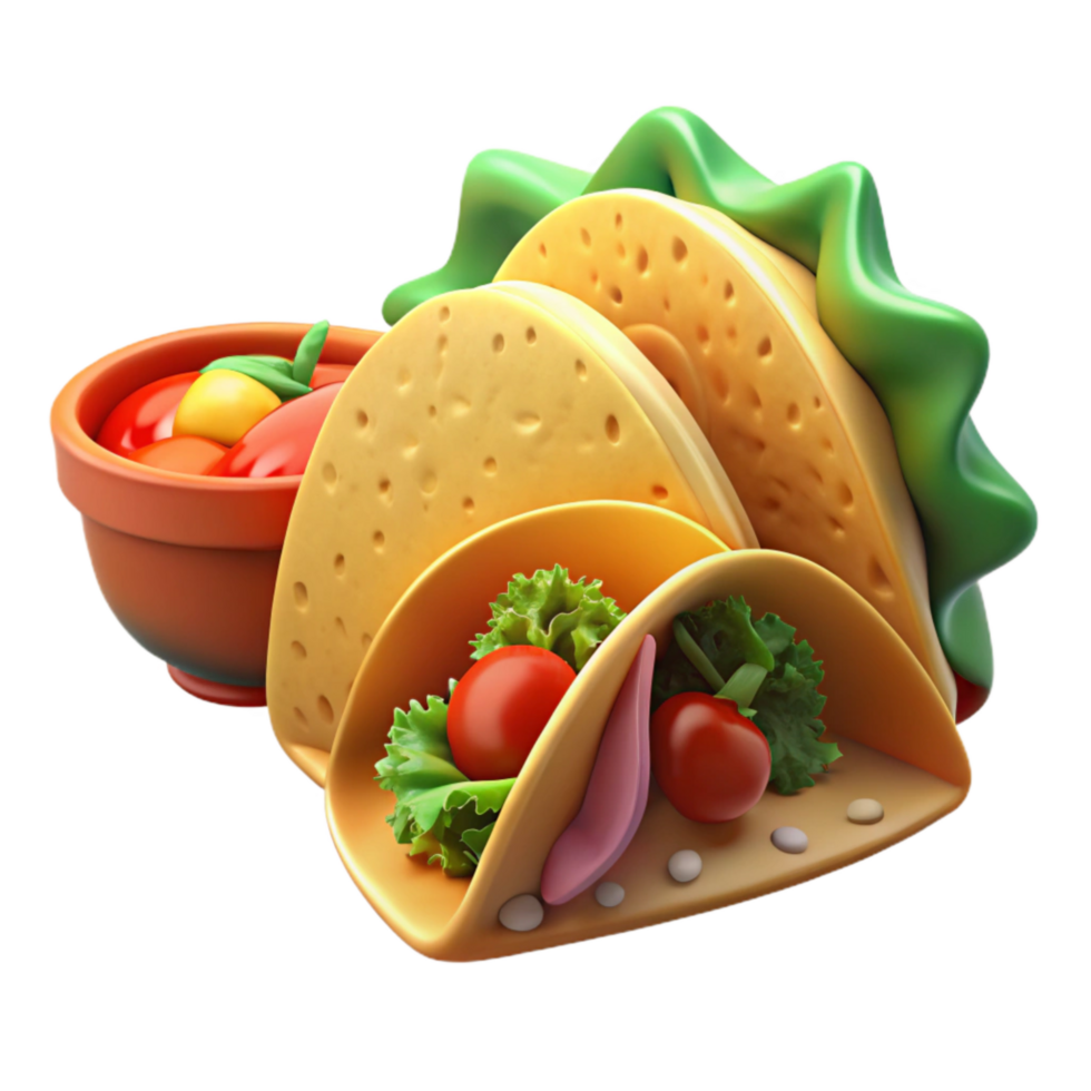 vibrant abstract Authentic Mexican Food Tacos and Salsa Isolated premium png