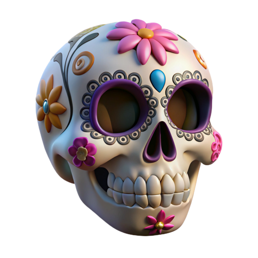 beautiful artistic Authentic Mexican Skull Day of the Dead Decoration Transparent detailed png