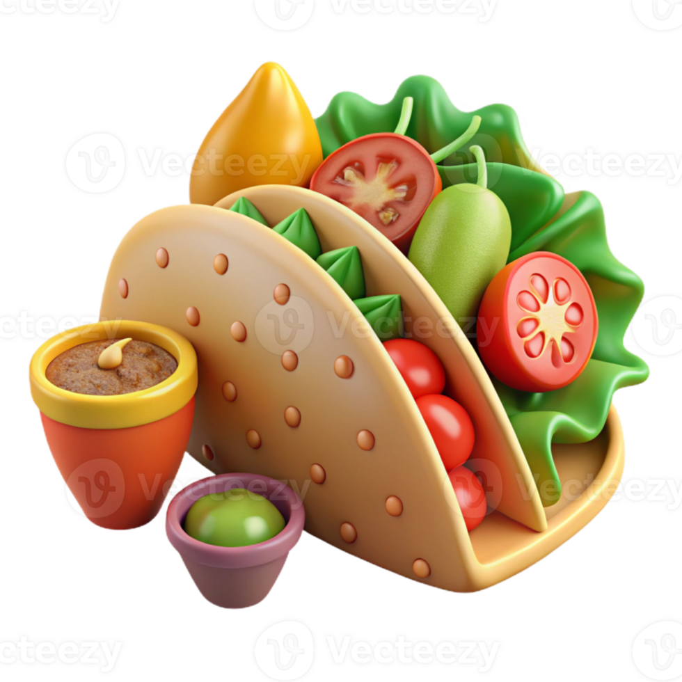 serene creative Authentic Mexican Taco Food Ingredients Isolated high resolution png
