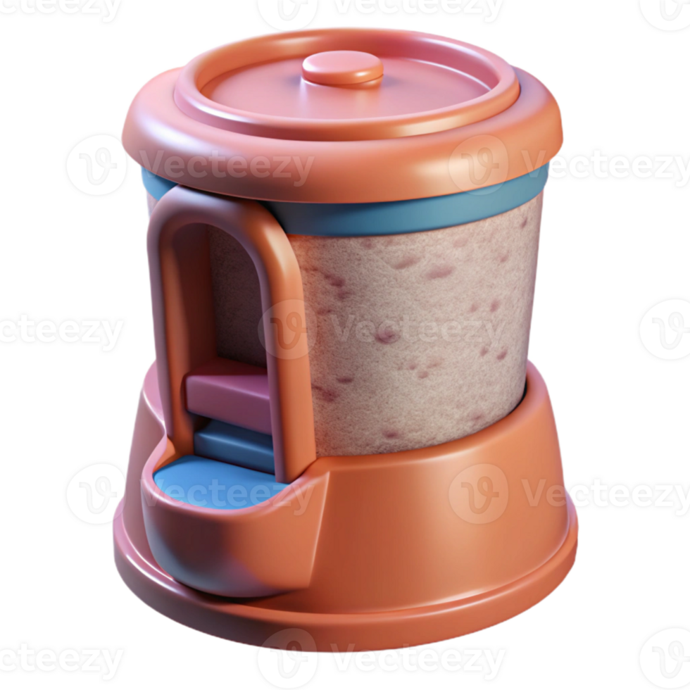 serene traditional Automated Pet Feeder Dispenser Isolated White Plastic detailed png