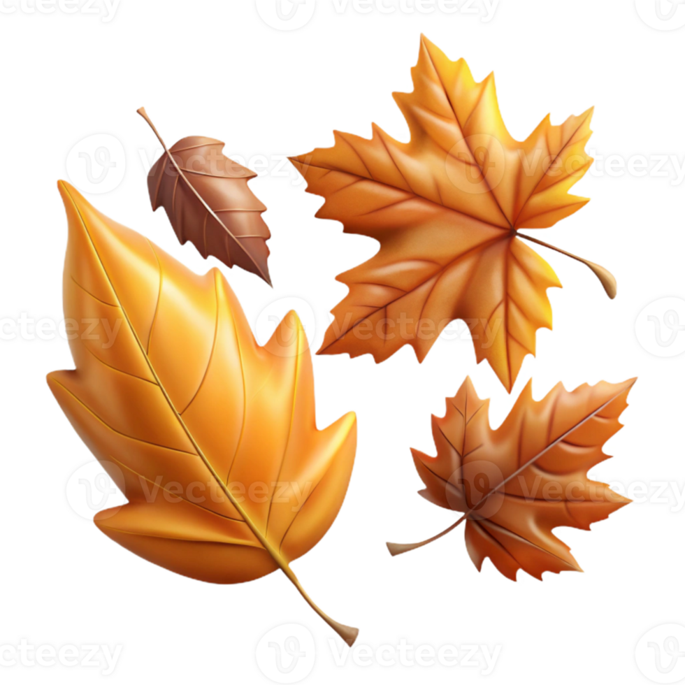 extraordinary contemporary Autumn Leaves Falling Isolated on Transparent Background high quality png