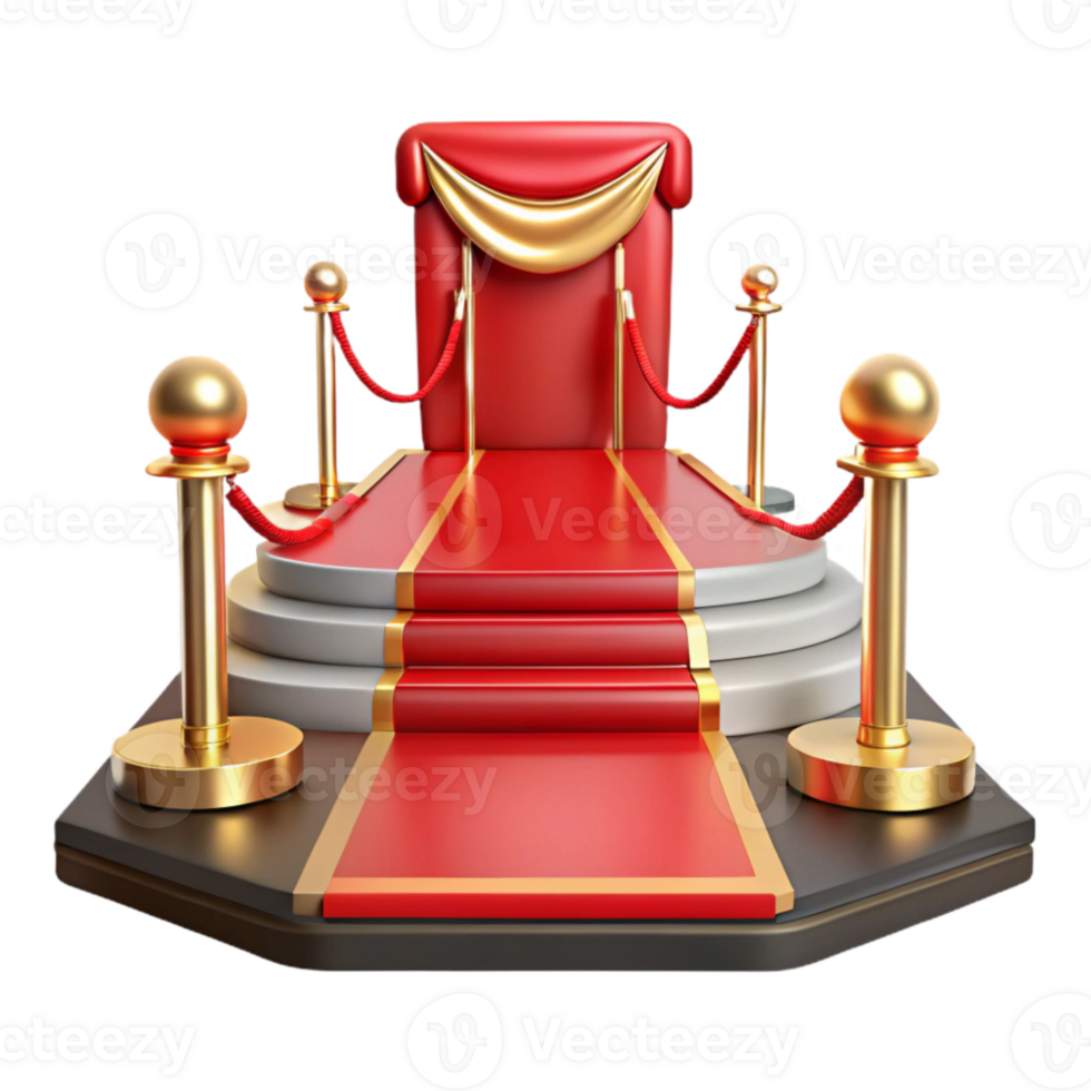 elegant vintage Award Ceremony Stage with Red Carpet Isolated 4K png