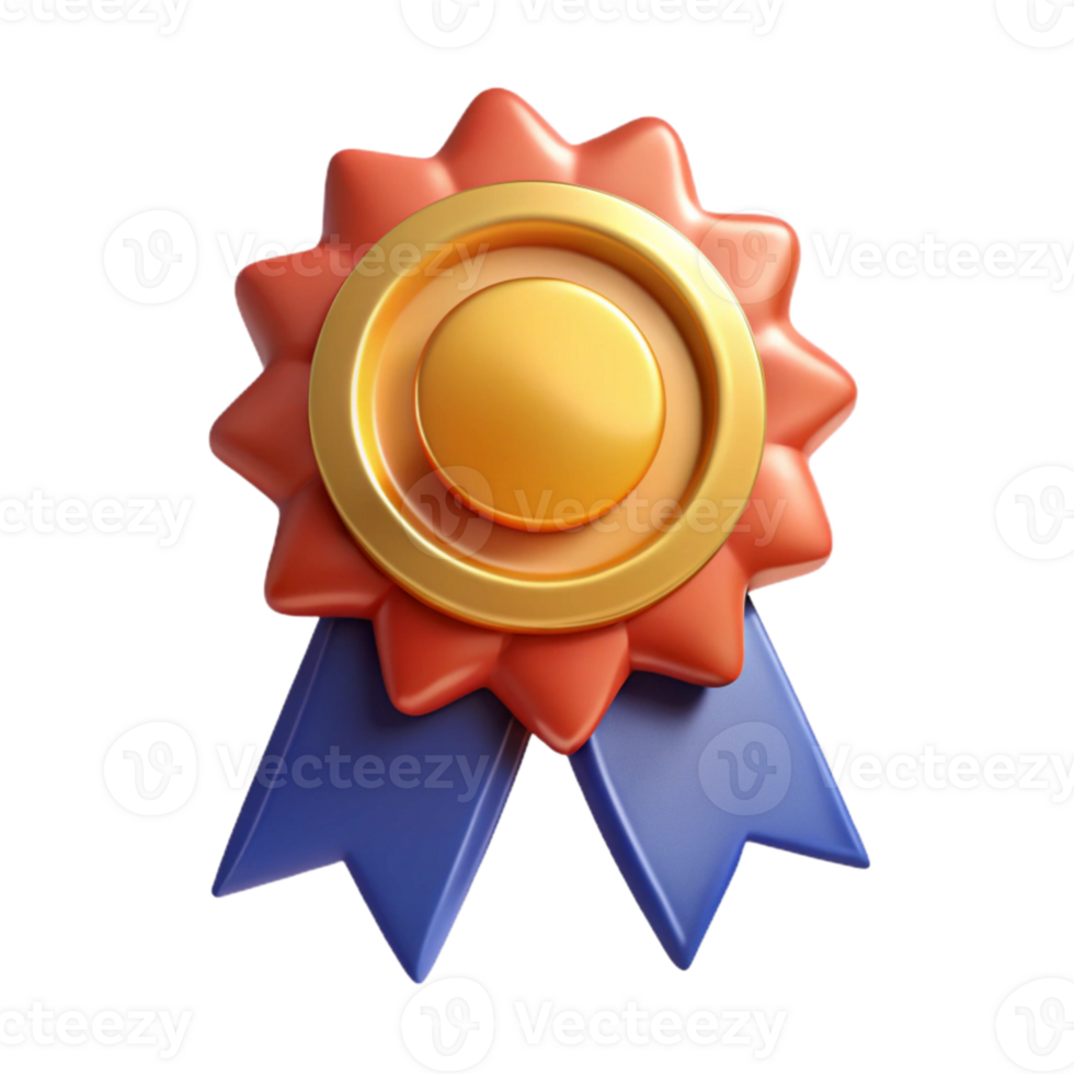 stunning traditional Award Ribbon with Gold Medal Isolated premium png