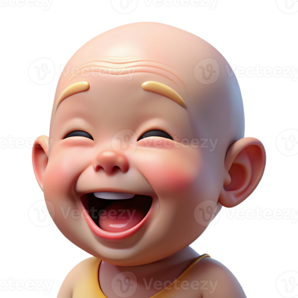 impressive traditional Baby Laughing Joyful Expression Close Up Isolated high quality png