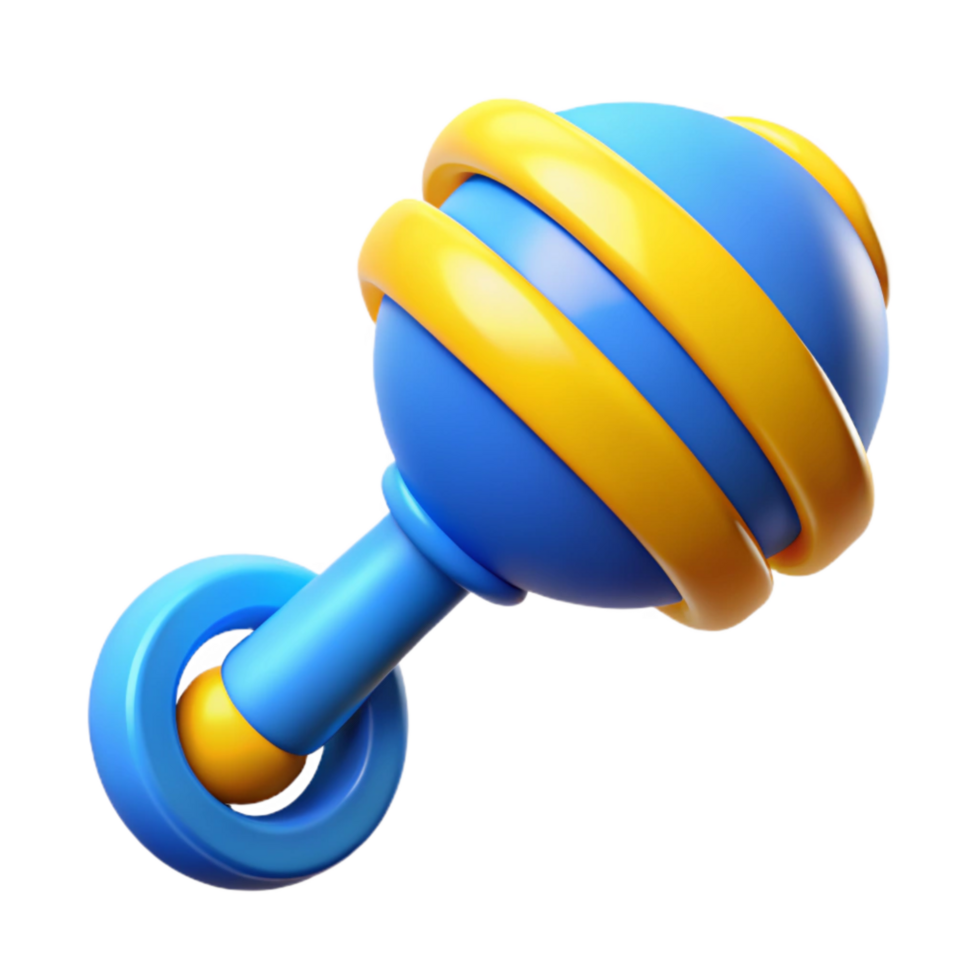 elegant artistic Baby Rattle Toy Blue and Yellow Transparent Background high quality png