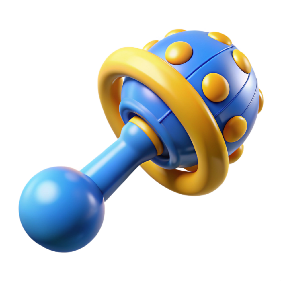 dramatic abstract Baby Rattle Toy Blue and Yellow Transparent Background premium png