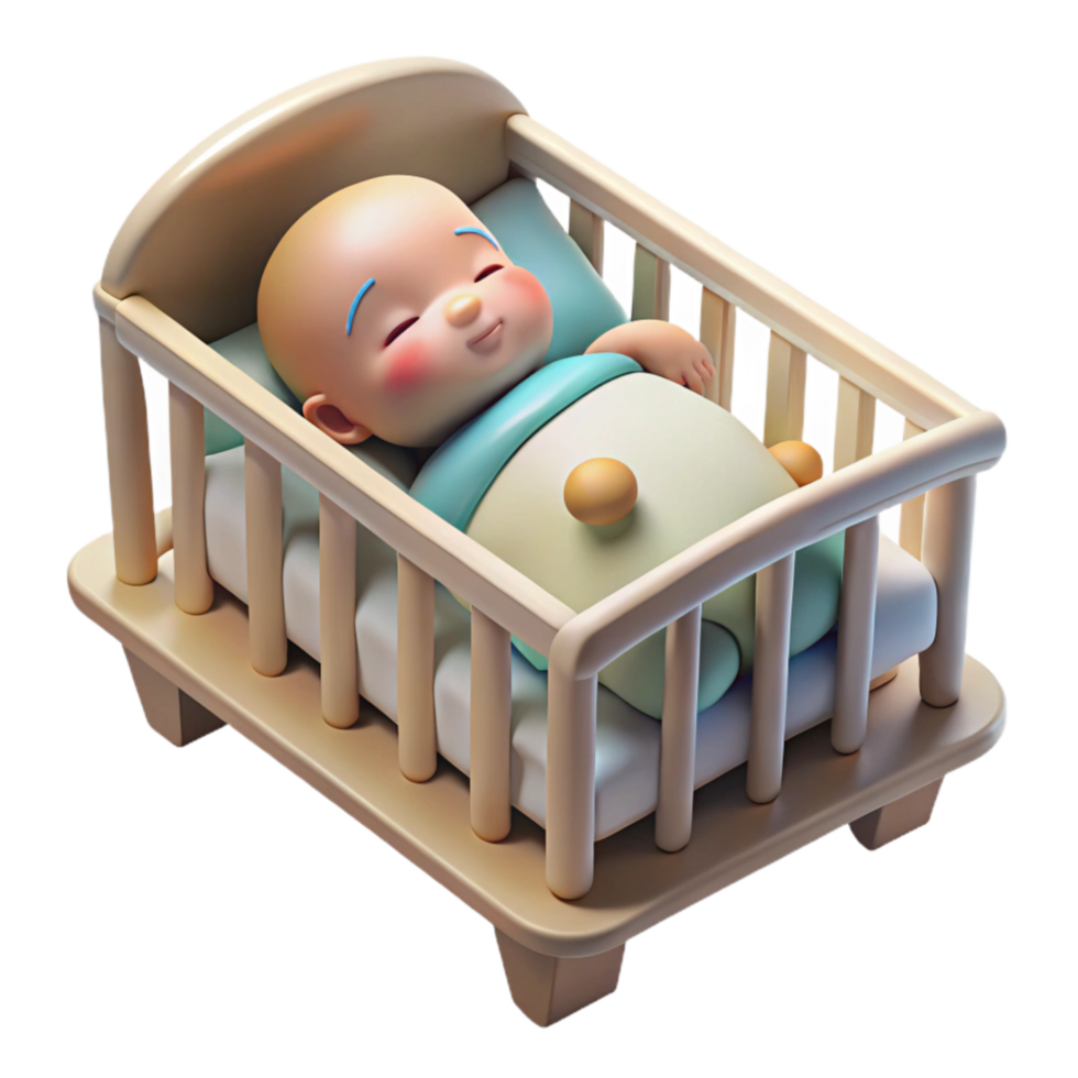 vibrant traditional Baby Sleeping in Crib Peaceful Scene Transparent Background high resolution png