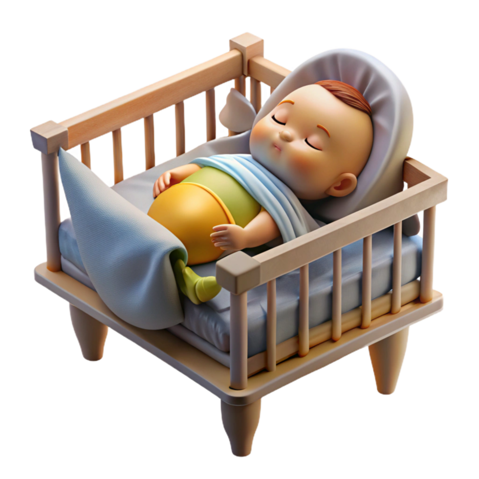 impressive creative Baby Sleeping in Crib Peaceful Scene Transparent Background high quality png