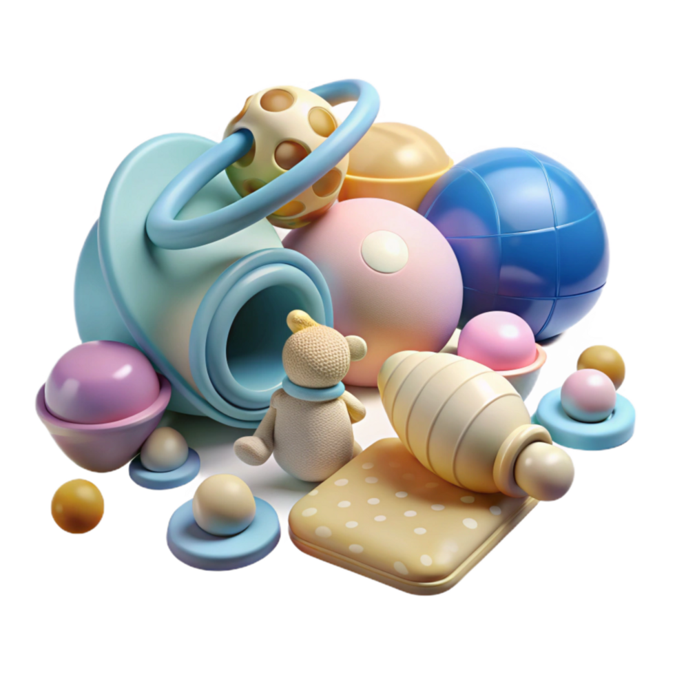 stunning traditional Baby Toys Scattered on Floor Transparent Background high resolution png