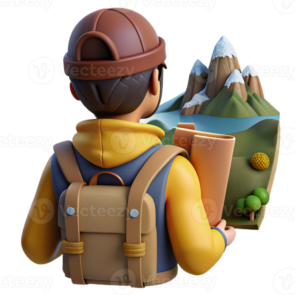 beautiful modern Backpacker Looking at Scenic View Isolated original png