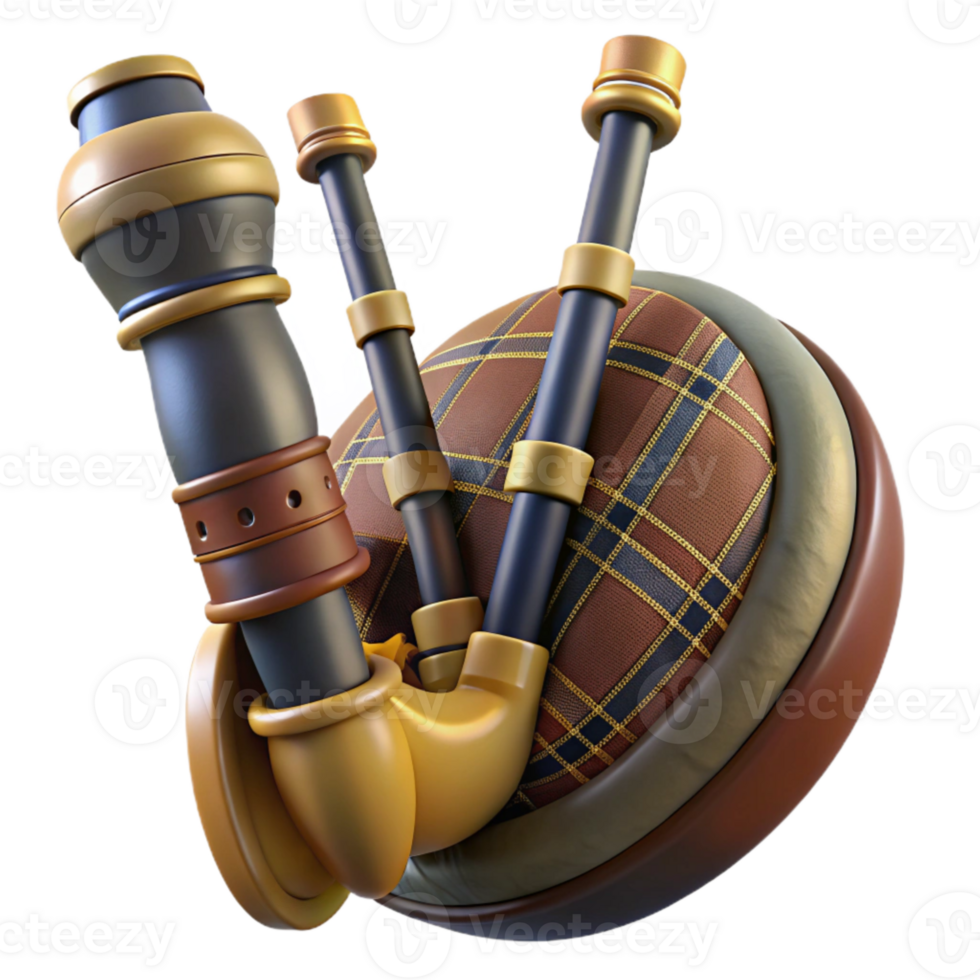serene contemporary Bagpipes Traditional Instrument Transparent Background premium png