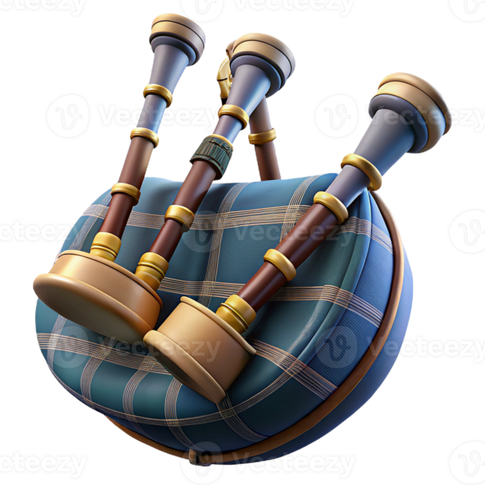 beautiful rustic Bagpipes Isolated with Transparent Background professional png