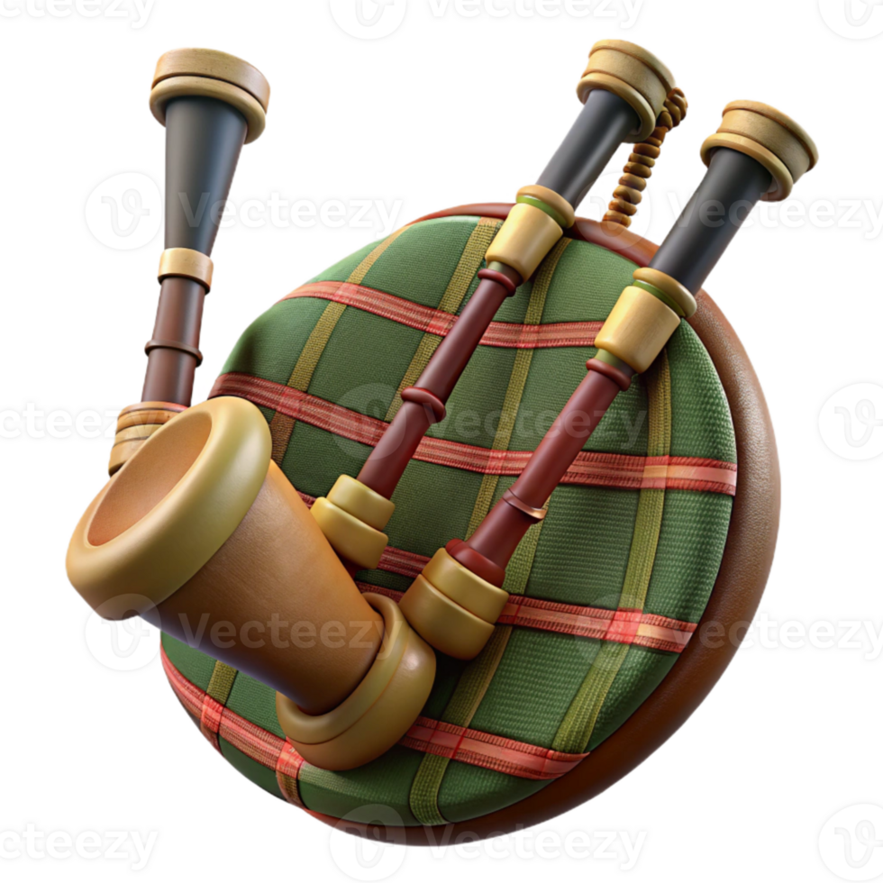 magnificent traditional Bagpipes Isolated with Transparent Background genuine png