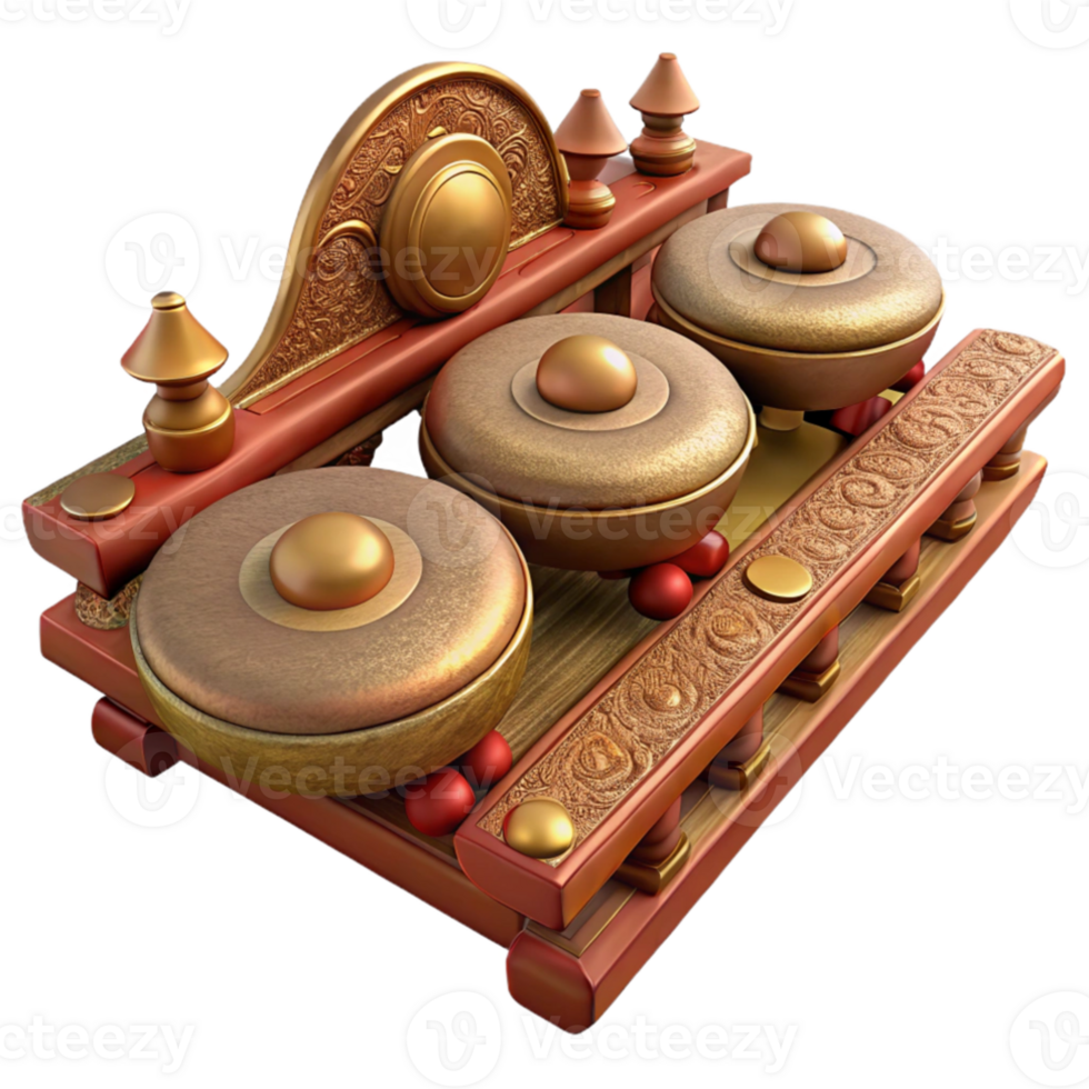 serene creative Balinese Gamelan Instrument Ornate Carvings Transparent Background genuine png