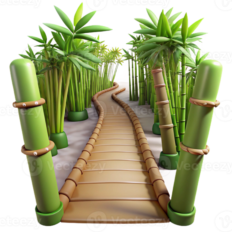 vibrant abstract Bamboo Forest Path Transparent Background high resolution png