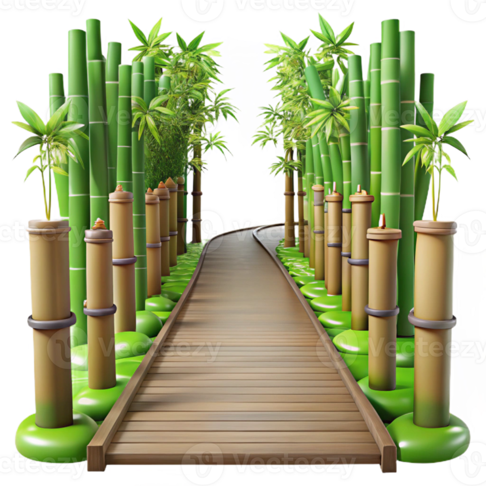 impressive vintage Bamboo Forest Path Transparent Background 4K png