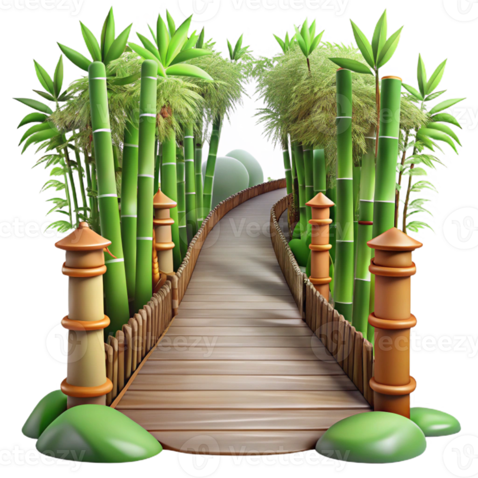 magnificent abstract Bamboo Forest Path Transparent Background premium png