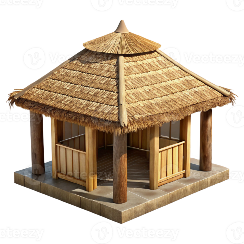 serene vintage Bamboo Hut with Thatched Roof Isolated genuine png