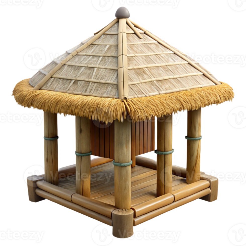 elegant minimalist Bamboo Hut with Thatched Roof Isolated high resolution png