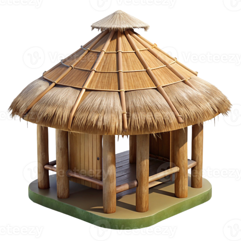 magnificent rustic Bamboo Hut Tropical Dwelling Thatched Roof Transparent Background detailed png