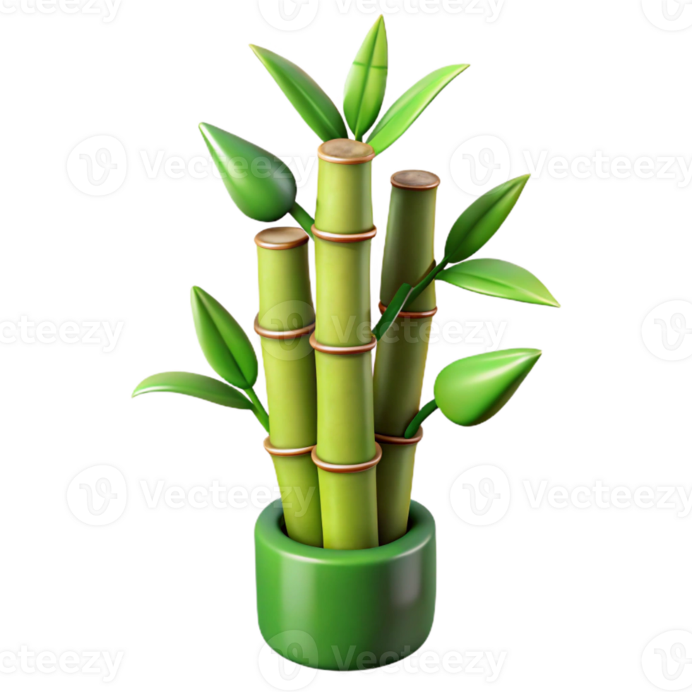 vibrant artistic Bamboo Plant Green Stalks Transparent Background Cutout genuine png