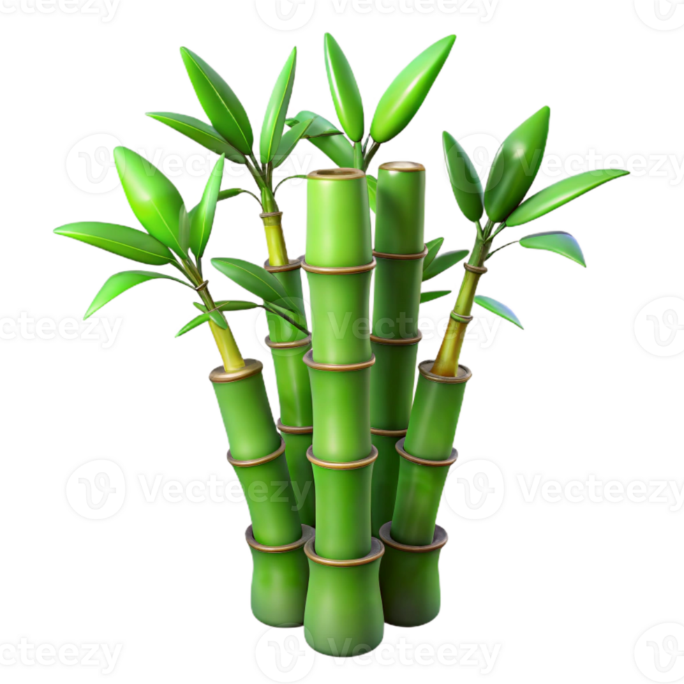 vibrant minimalist Bamboo Plant Green Stalks Transparent Background Cutout high resolution png