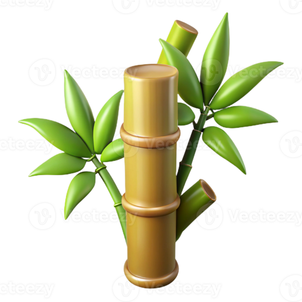 elegant modern Bamboo Stalk Cutout Isolated with Green Leaves authentic png