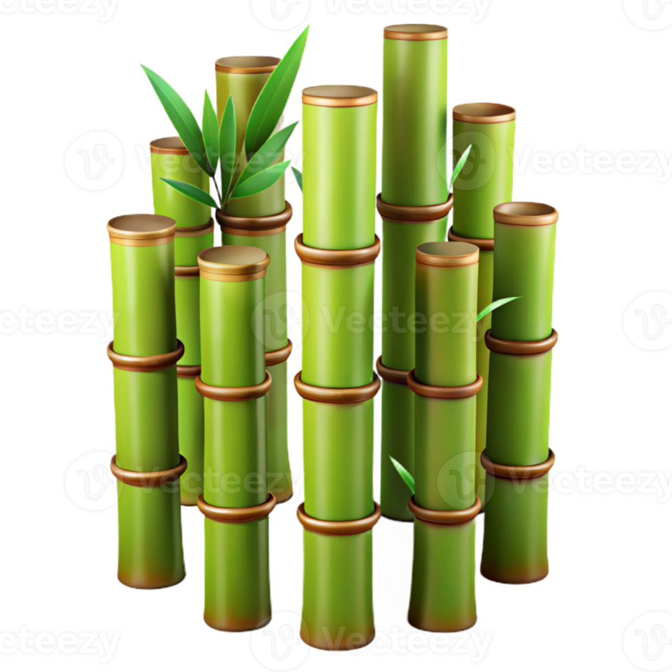 impressive abstract Bamboo Stalks Green and Brown Vertical Lines Isolated genuine png
