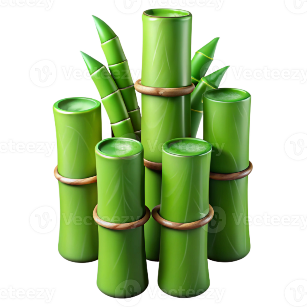 impressive abstract Bamboo Stalks Green Texture Isolated Cutout 4K png