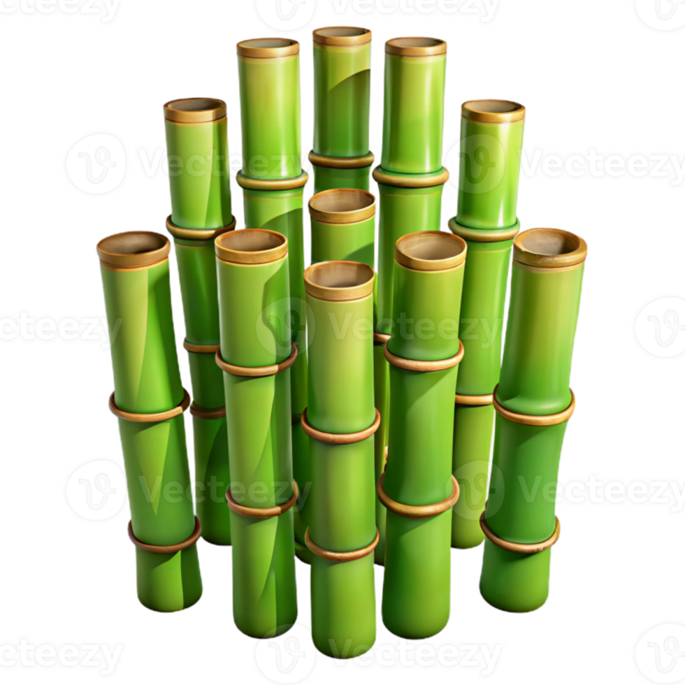 impressive rustic Bamboo Stalks Green and Brown Vertical Lines Isolated professional png