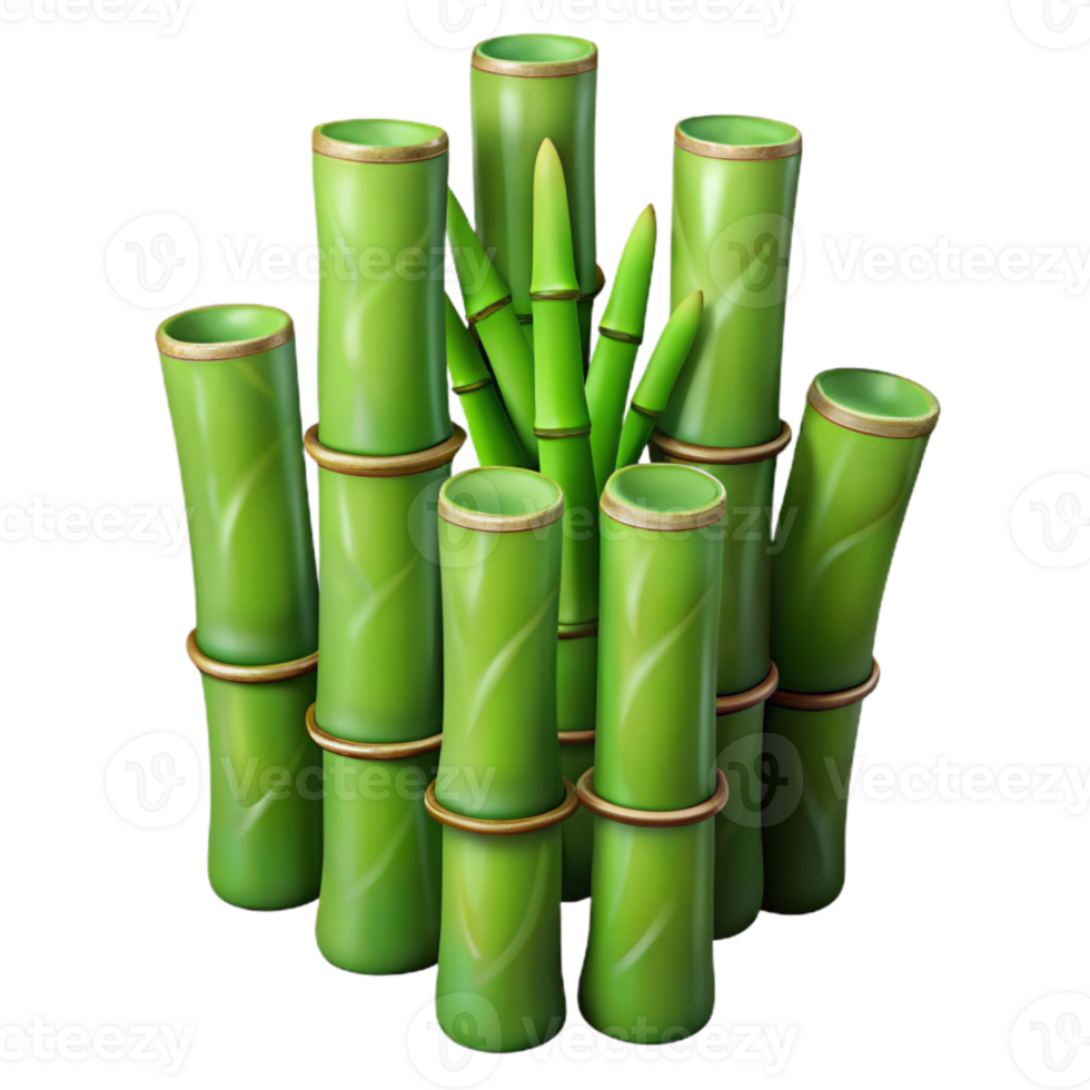 elegant minimalist Bamboo Stalks Green Texture Isolated Cutout premium png