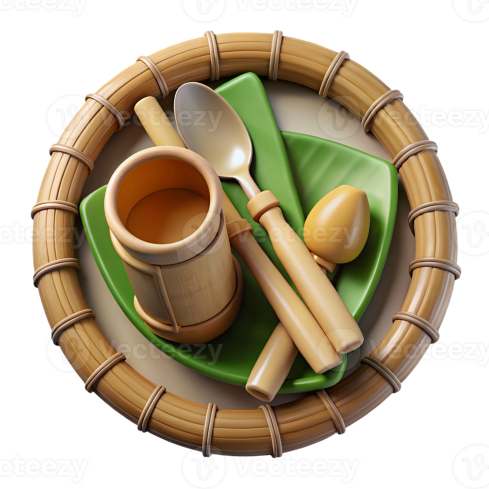 impressive abstract Bamboo Utensils Set Top View Cutout original png