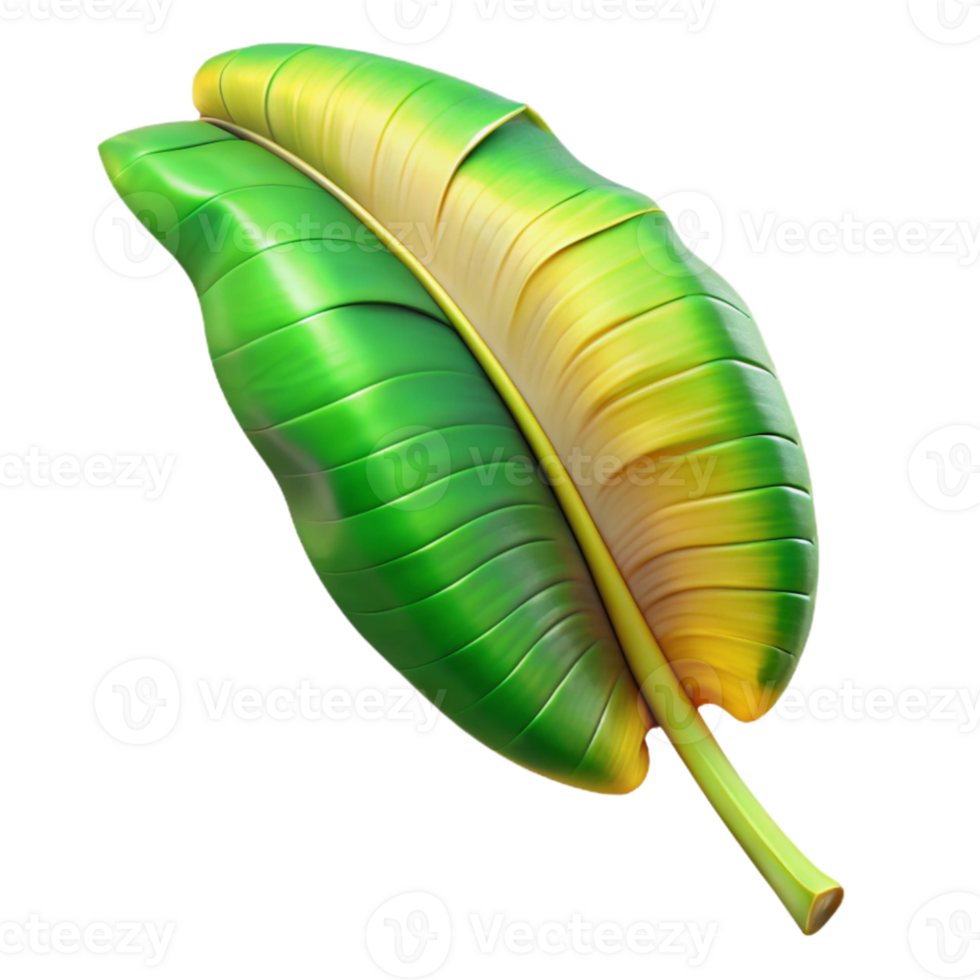 serene abstract Banana Leaf Large Tropical Foliage Green and Yellow Transparent Background 4K png