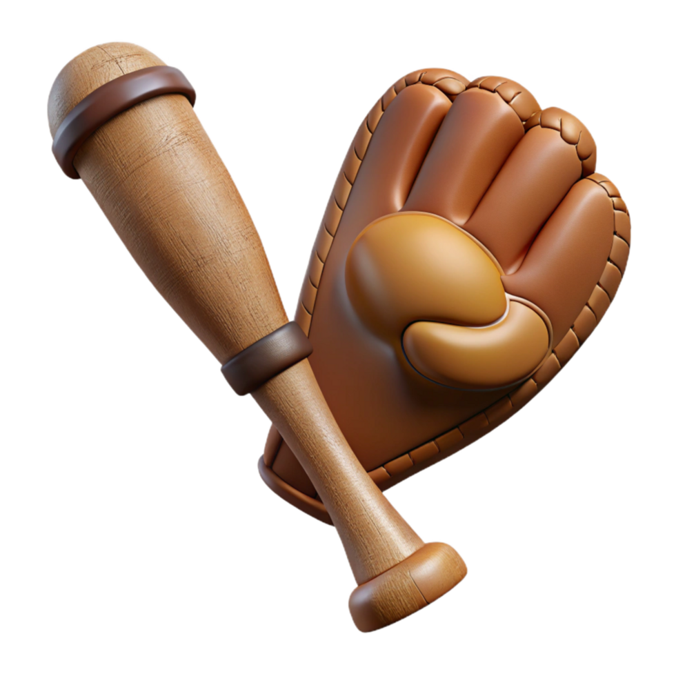 elegant rustic Baseball Bat and Glove Isolated premium png
