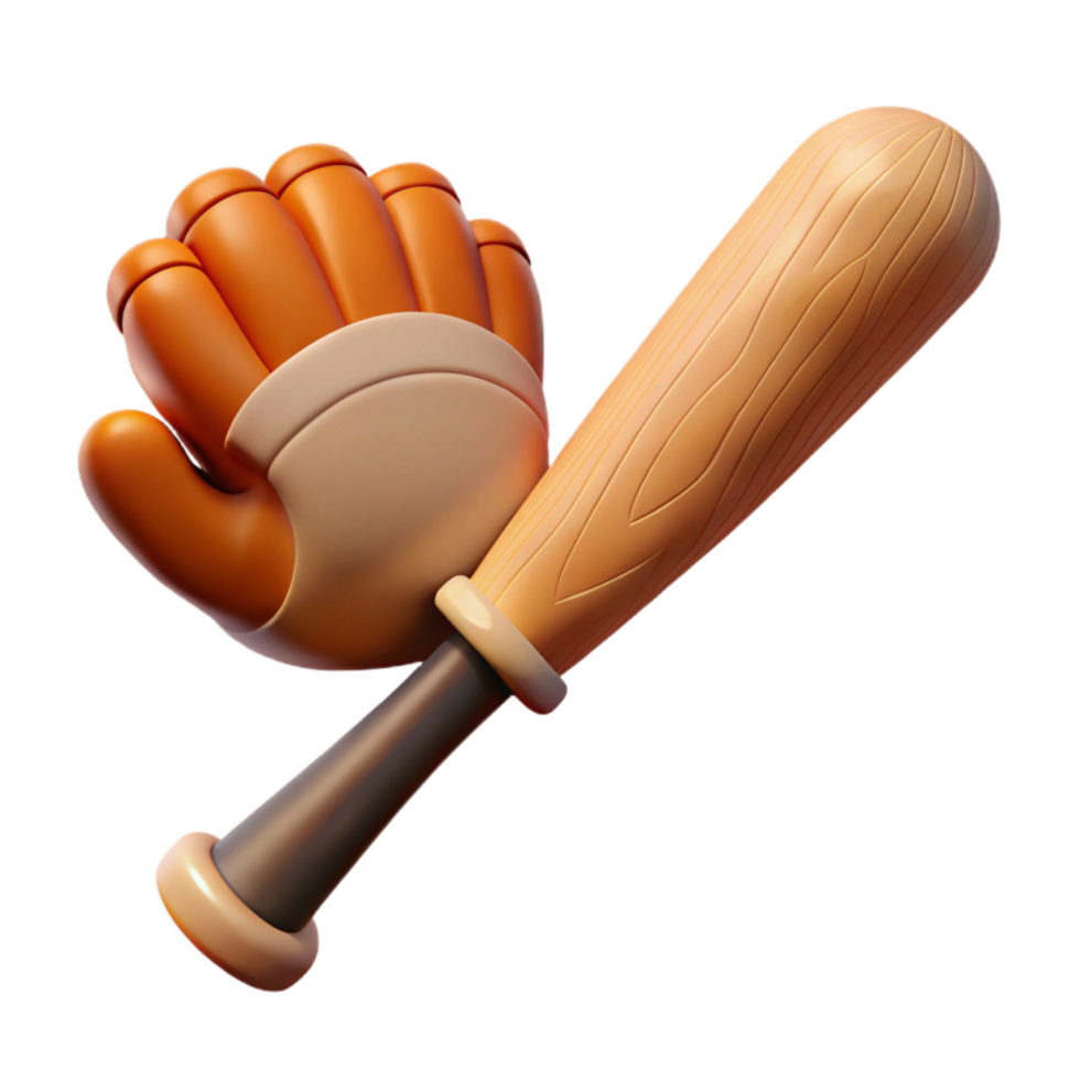 beautiful abstract Baseball Bat and Glove Isolated genuine png