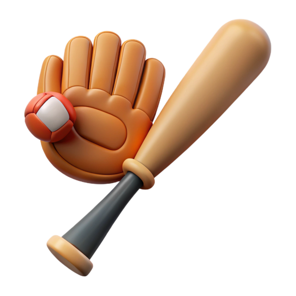impressive contemporary Baseball Bat and Glove Isolated exclusive png