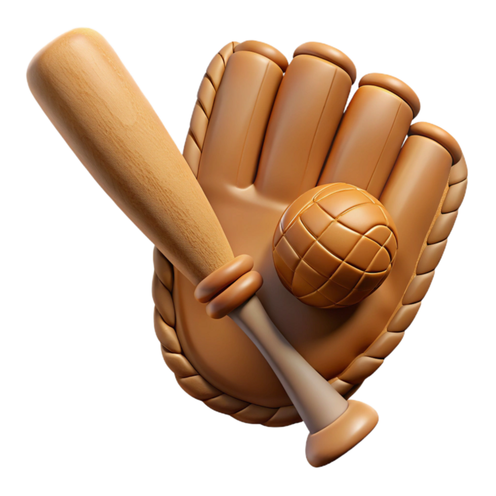serene rustic Baseball Bat and Glove Isolated original png