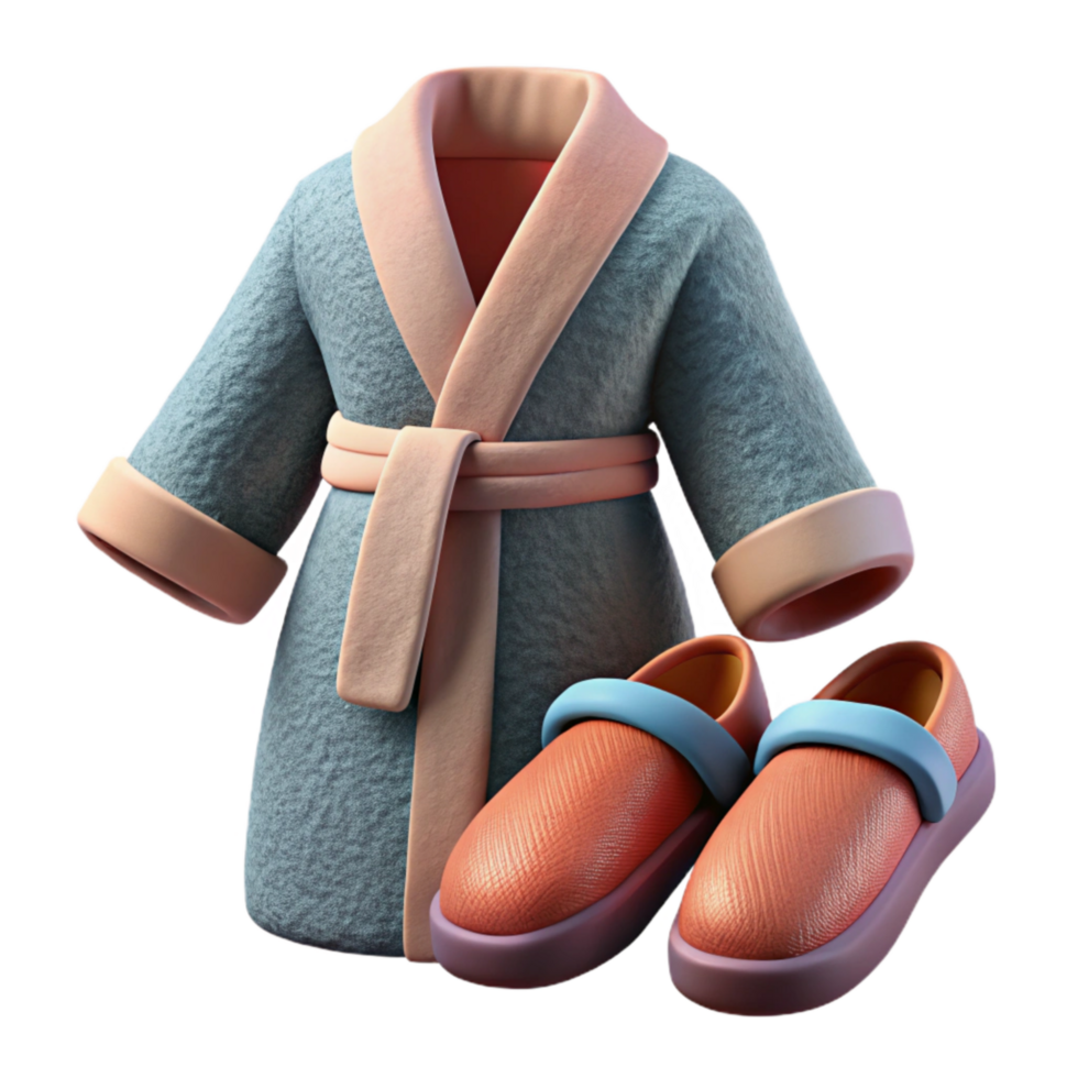 beautiful rustic Bathrobe and Slippers Hotel Spa Isolated high quality png