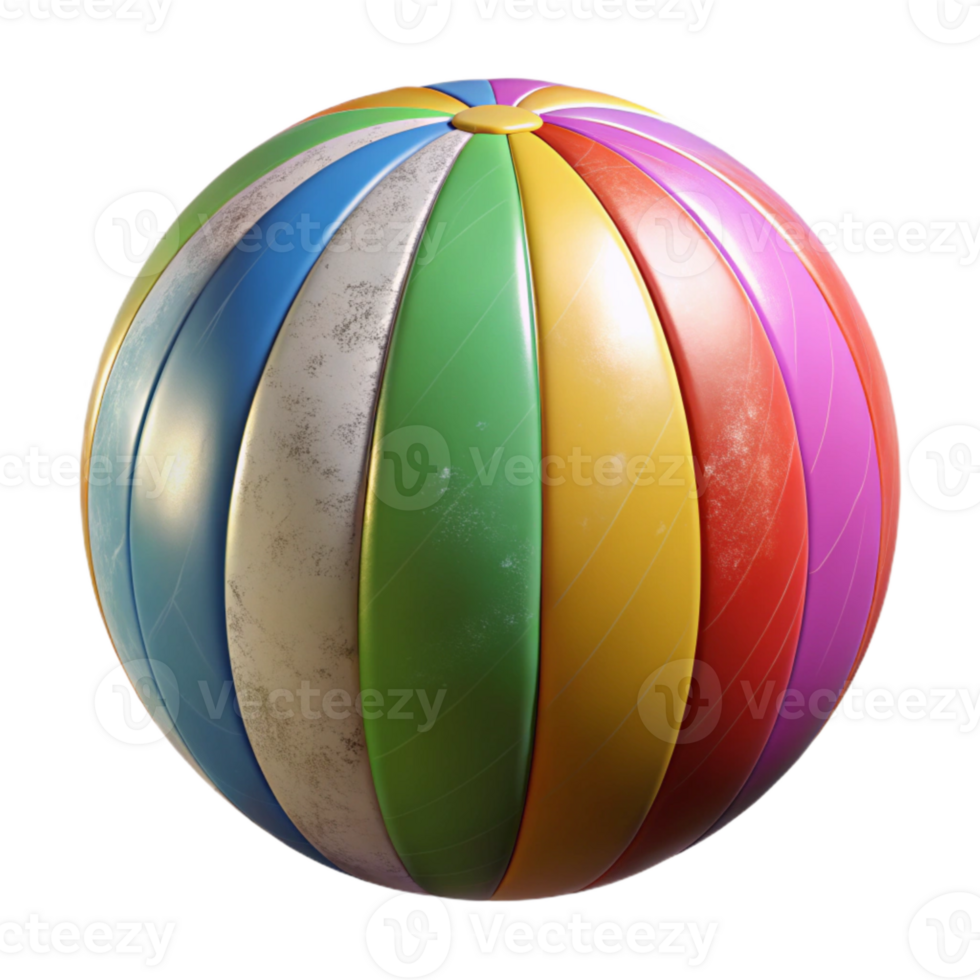 beautiful rustic Beach Ball Rainbow Stripes Isolated Element 4K png