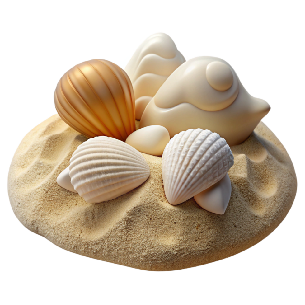 elegant modern Beach Sand White Shells Isolated authentic png