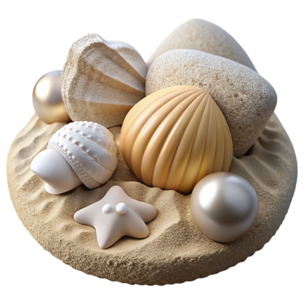 stunning contemporary Beach Sand White Shells Isolated high resolution png