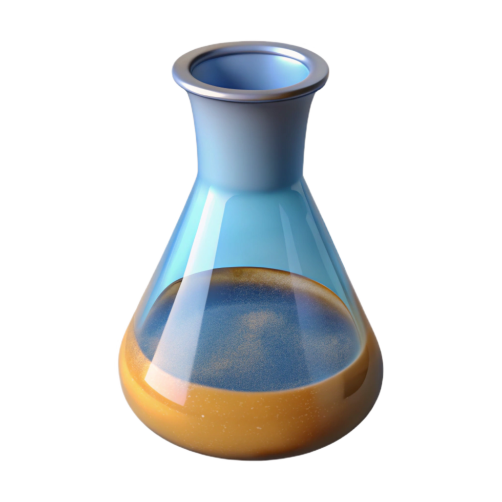 beautiful rustic Beaker with Liquid Side View Transparent Background professional png